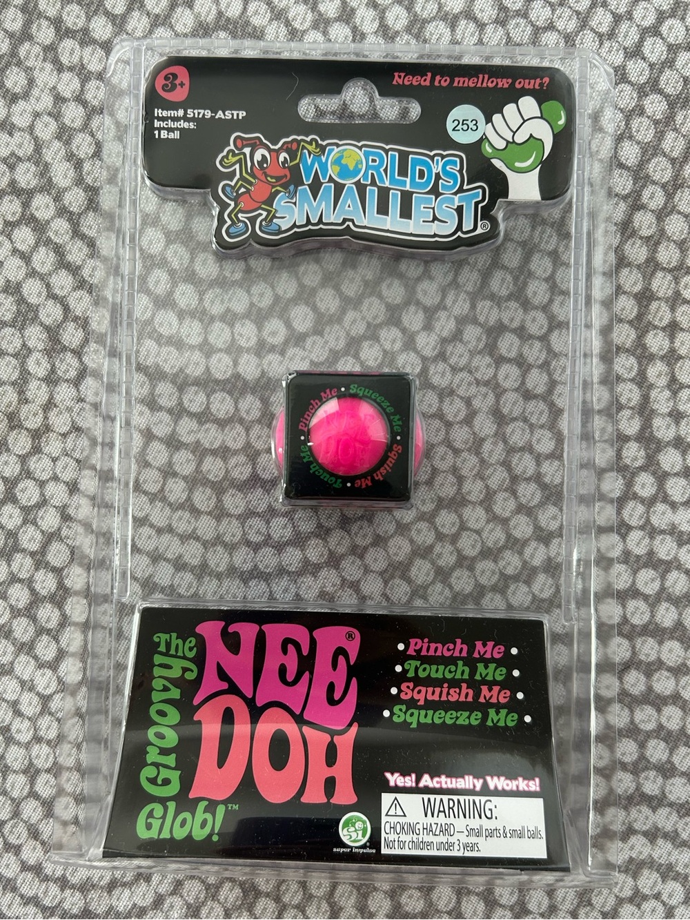 PINK World's Smallest Groovy NeeDoh Mini Stress Ball - NEW